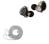 Linsoul KZ ZS10 Pro, 4B 1DD 5 Driver in Ear Monitor, HiFi Wired Earbuds, Gaming Earbuds (Without Mic, Dark Black)+Tripowin Zonie IEM Cable, 2m Long Earbud Cord (Recessed 2Pin)