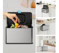 LINSSEN Stainless Steel Hanging Trash Can with Lid and Inner Bucket, 1 Gallon Kitchen Compost Bin for Counter Top, Under Sink or Wall Mount, Small Garbage Can for Cupboard/Bathroom/Bedroom/RV