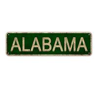 LINStore Alabama Sign, America State Name Vintage Metal Tin Sign, Wall Decor for Office/Home/Classroom - Best Decor Gift Ideas for Women Men Friends 4x16 Inches