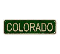 LINStore Colorado Sign, America State Name Vintage Metal Tin Sign, Wall Decor for Office/Home/Classroom - Best Decor Gift Ideas for Women Men Friends 4x16 Inches