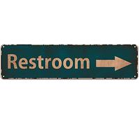 LINStore Restrooms Right Arrow Sign Vintage Metal Sign Bathroom Door Signs for Offices Businesses Restaurants 4X16 inch