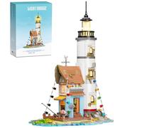 Linsuceo Lighthouse Modular Micro Mini Building Blocks Set for Adults, Ideas Beach Harbor House Building Bricks Kit, Cute Table Display Collectible Island Fishing Cabin Architecture for 14+(1806PCS)