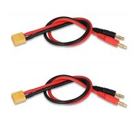 LinsyRC 2-Pack XT60 Male Connector to 4MM 4.0MM Banana Plug Bullet Male Connector RC Adapter Lead 30CM 14AWG for RC Helicopter Quadcopter Battery (XT60)