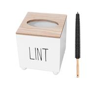 Lint Bin for Laundry Room, Farmhouse Lint Box, Wooden Lint Holder with Lid, Lint Container for Laundry Room Decor, Dryer Lint Trash Can for Laundry Accessory Organization