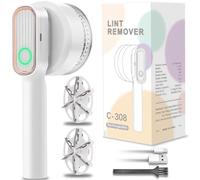 Lint Remover, Fabric Shaver Electric Bobble Remover for Clothes, USB Charging Fluff Remover Sweater Shaver with 2 Replacement Heads for Clothes Fabric