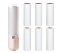 Lint Roller for Travel, Reusable Lint Rollers, Includes 6 Mini Refill Packs, 1 Dispenser, Pet Hair Remover, Lint Remover for Clothes, Sofa, Pet Hair, Light Pink