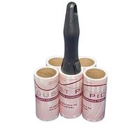Lint Roller Unit Plus 4 Refills over 38 Metres of diagonally cut easy peel very sticky roller tape with very sturdy unique recycled plastic handle which sits perfectly in your hand.