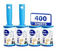 Lint Rollers 400 Sheets Lint Remover for Pet Hair, Couch, Clothes Furniture, and Carpet, 2 Handles, 4 Rolls(100 Sheets Per Roll)