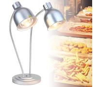 LINTAIZUO Double Head Food Heat Lamp, 500W Commercial Heat Lamp for Food, Stainless Steel French Fry Heating Lamp for Parties Restaurant Catering Buffet Kitchen Silver
