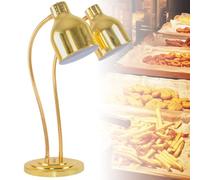 LINTAIZUO Double Head Food Heat Lamp, 500W Commercial Heat Lamp for Food, Stainless Steel French Fry Heating Lamp for Parties Restaurant Catering Buffet Kitchen Gold
