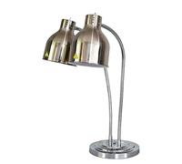 LINTAIZUO Food Heat Lamp, 2x250W Commercial Food Warming Lamp, 2-Head Adjustable Food Warmer Lamp Stainless Steel Portable Electric Buffet Warmer for Kitchen, Buffet, Restaurant Silver
