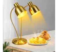 LINTAIZUO Heat Lamp for Food, 2-Head Adjustable Food Warmer Lamp, Commercial Food Warming Light with Bulbs, Portable Heating Lamps for Buffet Tables, Restaurant Kitchens Gold