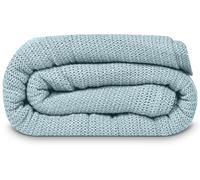 Linteum Textile Supply Leno Weave Ice Grey Blanket, Queen 100% Cotton, Lightweight, Warm, Fluffy, Premium and Durable Soft & Cozy Bed Blanket for Home, Couch, Sofa & Dorm, All Season Throw [90x90]