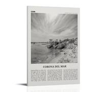LINTEZHG Corona Del Mar Black and White Poster Decorative Painting Canvas Wall Art Living Room Poster Bedroom Painting, Wall Art Picture Print Modern Family Room Decor 12 x 18 Inches (30 x 45 cm)
