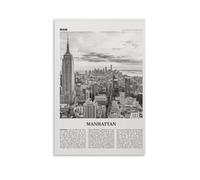 LINTEZHG Manhattan Black and White Poster Decorative Painting Canvas Wall Art Living Room Poster Bedroom Painting Wall Art Picture Print Modern Family Room Decor 16 x 24 Inches (40 x 60 cm)