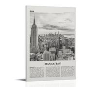 LINTEZHG Manhattan Black and White Poster Decorative Painting Canvas Wall Art Living Room Poster Bedroom Painting Wall Art Picture Print Modern Family Room Decor 12 x 18 Inches (30 x 45 cm)