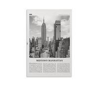 LINTEZHG Midtown Manhattan Black and White Poster Decorative Painting Canvas Wall Art Living Room Poster Bedroom Painting Wall Art Picture Print Modern Family Room Decor 24 x 36 inches (60 x 90 cm)