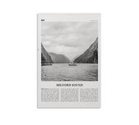 LINTEZHG Milford Sound Black and White Poster Decorative Painting Canvas Wall Art Living Room Poster Bedroom Painting Wall Art Picture Print Modern Family Room Decor 16 x 24 Inches (40 x 60 cm)