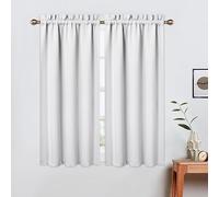 LinTimes Blackout Short Curtains for Bathroom Set 2 Panels Rod Pocket Cafe Tier Curtains Light Blocking Blackout Room Darkening Camper Curtains for Small Windows Kitchen 26x45 Inch Length White Wine