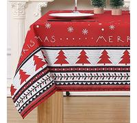 LinTimes Christmas Table Cloth Water Resistant Rectangle Tablecloths Christmas Home Decoration Party Tabletop Cover with Christmas Tree Kitchen Table Cloth, Red 54x108 Inch