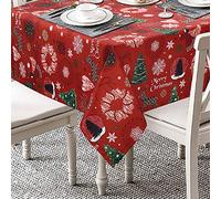 LinTimes Christmas Tablecloth Rectangle Wipeclean Table Cloth Oil-Proof and Water Resistant Fabric Table Cover for Indoor and Outdoor Use, 52 x 90 Inches