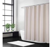 LinTimes Flachs Leinen wie 240GSM schwerer,breiter Stoff Duschvorhang für Badezimmer mit Haken Hotel Luxus waschbar,Elfenbein,200x200 cm