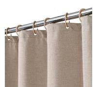 LinTimes Hotel Luxus Flachs Leinen wie 240GSM schwerer Stoff Duschvorhang mit Haken waschbar,Taupe,150x200 cm