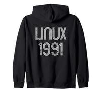 Linux 1991 - Cool Distressed Design for Free Software Geeks Zip Hoodie