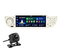 Linux Car Stereo for Fiat 500 2007-2015, 6.86" Touch Screen Radio with Wireless Apple CarPlay Android Auto, Volume Knob, DSP, FM/AM RDS, Bluetooth, Steering Wheel Control, Rear View Camera (White)