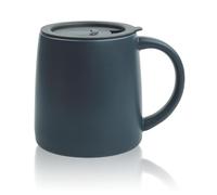 LINVIA Classic Mug, 14 oz Large Coffee Mug with Handle, Ceramic Porcelain Tea Cup, Smooth Matte (Sliding Lid, Navy Blue)