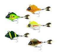 Linvimia 5Pcs Metal Vib Spinner Lure, VIB Long Cast Lure with Treble Hook for Long Casting Easy Use Fishing with Hook