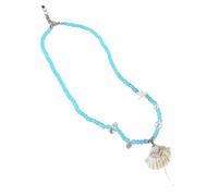 Linvimia Delicate Beaded Neckchain Sea Theme Pearls Accented Sea Star Shell Pendant Necklace Jewelry for Gift Giving Shell Charm Collarbone Chain