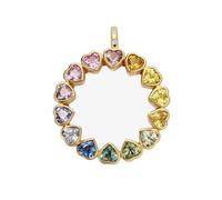 Linvimia Delicate Bejewelled Stratified Chain Decorated with Flower Charm and Green Mixture Substance Modern Heart Cz Stone Clavicle Chain