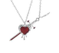 Linvimia His Her Matching Necklace Heart Rapier Charm Couples Jewelry Gift Clavicle Chain for Wedding Anniversary Valentines Symbolic Couple Jewelry
