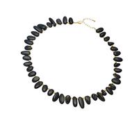 Linvimia Trendy Gold Plated Beaded Necklace for Women and Girls Stone Geometric Accent Adjustable Clavicle Chain Trendy Collarbone Chain