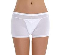 LinvMe Women's Sexy See Through Boyshorts Underwear M White