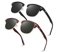 LINVO Polarised Sunglasses Mens Womens Retro Black Shades UV400 Protection