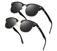 LINVO Polarised Sunglasses Mens Womens Retro Black Shades UV400 Protection