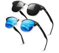 LINVO Polarised Sunglasses Mens Womens Retro Black Shades UV400 Protection | Lightweight Frame, Adjustable Nose Pads, Vintage Style, Reduce Glare, Driving, Fishing, Running, Golfing, Sports