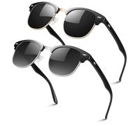 LINVO Polarised Sunglasses Mens Womens Retro Black Shades UV400 Protection | Lightweight Frame, Adjustable Nose Pads, Vintage Style, Reduce Glare, Driving, Fishing, Running, Golfing, Sports