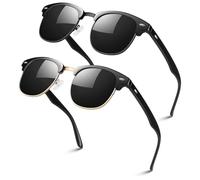 LINVO Polarised Sunglasses Mens Womens Retro Black Shades UV400 Protection | Lightweight Frame, Adjustable Nose Pads, Vintage Style, Reduce Glare, Driving, Fishing, Running, Golfing, Sports