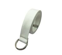 LINWILTFC Classic Double Ring D-Buckle Canvas Belt for Women 3.2cm Thick Cotton Nylon Ribbon Student Military Training Casual Belt (White button white,120cm)