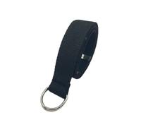 LINWILTFC Classic Double Ring D-Buckle Canvas Belt for Women 3.2cm Thick Cotton Nylon Ribbon Student Military Training Casual Belt (White button black,110cm)