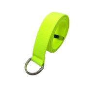 LINWILTFC Classic Double Ring D-Buckle Canvas Belt for Women 3.2cm Thick Cotton Nylon Ribbon Student Military Training Casual Belt (White button fluorescent green,120cm)