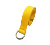 LINWILTFC Classic Double Ring D-Buckle Canvas Belt for Women 3.2cm Thick Cotton Nylon Ribbon Student Military Training Casual Belt (White buckle yellow,120cm)