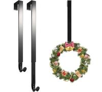 Linwnil 2 Pack Wreath Hanger Adjustable Length from 14 to 26 Inches Wreaths Holder Hook 20LB Heavy Duty for Front Door for Christmas Easter Halloween Decorations Wreath (Black 2pcs) (Black 2pcs)