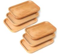 Linwnil 6 Pack 8 x 5 Inches Serving Platter Tray, Tray Cheese Plate Rectangular Platter for Fruit, Appetizer, Bread,Rectangular Avoid Sliding and Spilling Food (Wood Trays x 6Pack)
