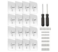 Linwnil Adhesive Screws Wall Mount Hanging Nails No-Trace No Drilling Stick-on Sticky Screw with 3 Different Size Screw for Bathroom Kitchen Storage Room Tile Wall Shower Room (16Pcs/Pack)