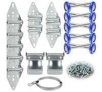 Linwnil Garage Door Rollers Hinges Set Bracket Screw Wire Rope Replacement Parts Blue Nylon Garage Door Wheels Quiet High Load 6200RS Seal Roller Hardware Tune Up Kit for 16 x 7, 18 x 7 Door