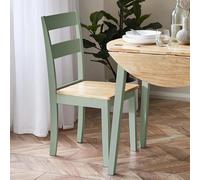 Linwood Dining Chair - Set of 2 - Natural and Sage Green Painted - Oak Effect